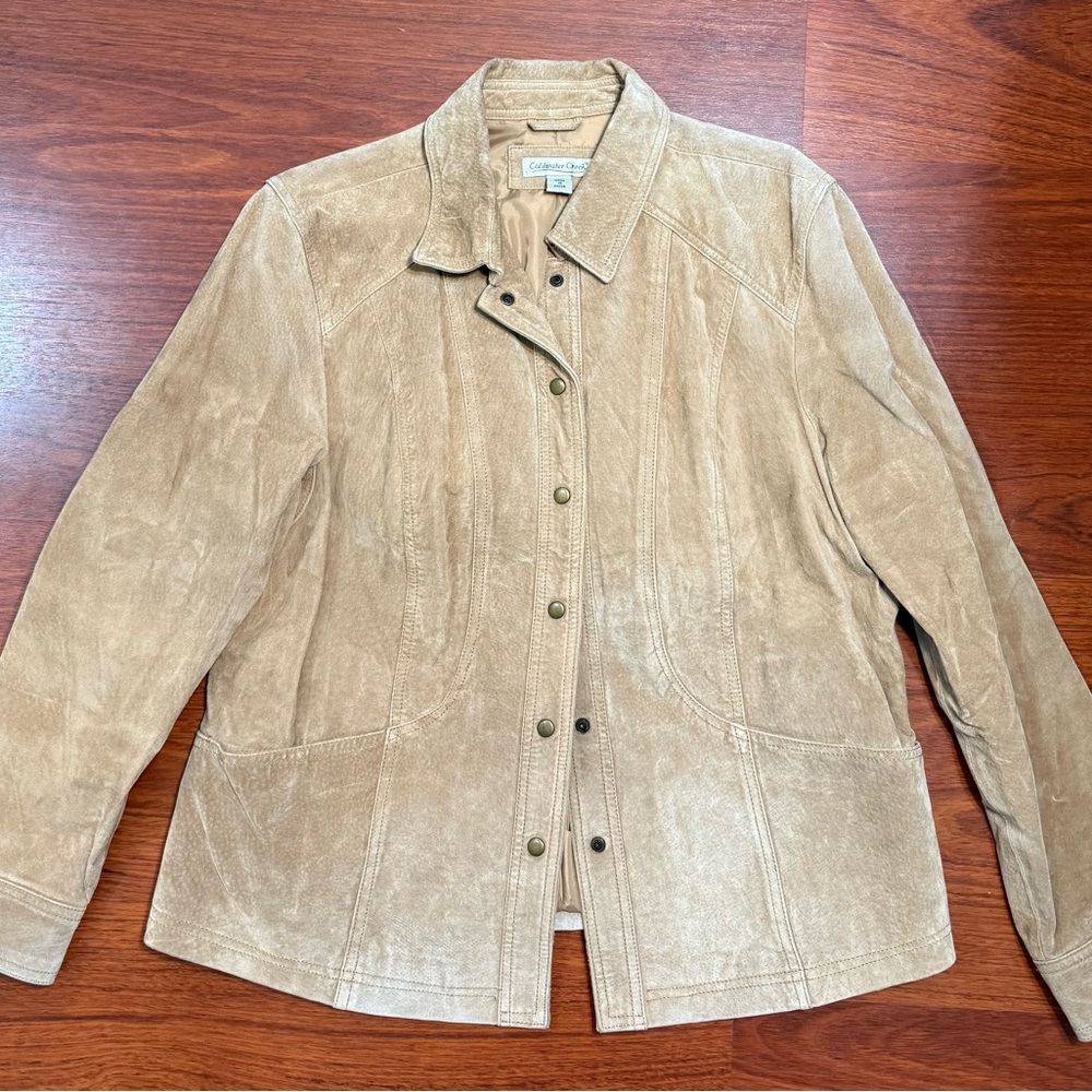 Coldwater Creek Women’s Beige Suede Snap-Front Jacket - XL